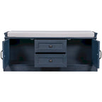 Panca contenitore imbottita Gray Wash / White / Black / Antique Navy, 2 cassetti e 2 ante, 1 persona