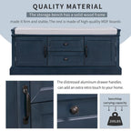 Panca contenitore imbottita Gray Wash / White / Black / Antique Navy, 2 cassetti e 2 ante, 1 persona
