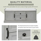 Panca contenitore imbottita Gray Wash / White / Black / Antique Navy, 2 cassetti e 2 ante, 1 persona