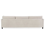 Divano 4 posti in tessuto beige con pouf mobile