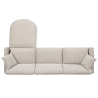 Divano 4 posti in tessuto beige con pouf mobile