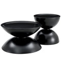 Tavolini da caffè rotondi con struttura in metallo, nero opaco/bianco latte, set da 2