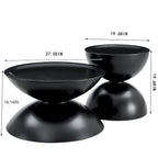 Tavolini da caffè rotondi con struttura in metallo, nero opaco/bianco latte, set da 2
