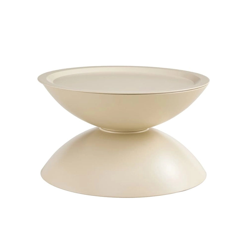 Tavolini da caffè rotondi con struttura in metallo, nero opaco/bianco latte, set da 2