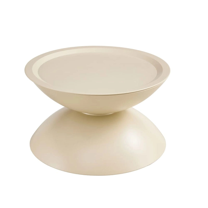 Tavolini da caffè rotondi con struttura in metallo, nero opaco/bianco latte, set da 2