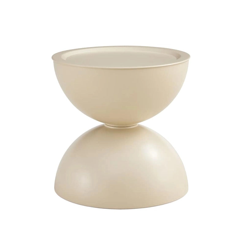 Tavolini da caffè rotondi con struttura in metallo, nero opaco/bianco latte, set da 2
