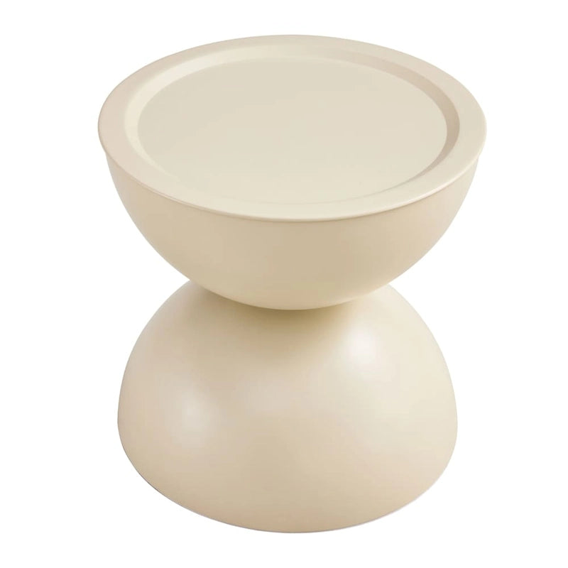 Tavolini da caffè rotondi con struttura in metallo, nero opaco/bianco latte, set da 2