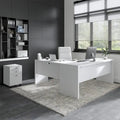 Scrivania angolare per computer Pure White con mobile portadocumenti a 3 cassetti, 72W, per 1 persona