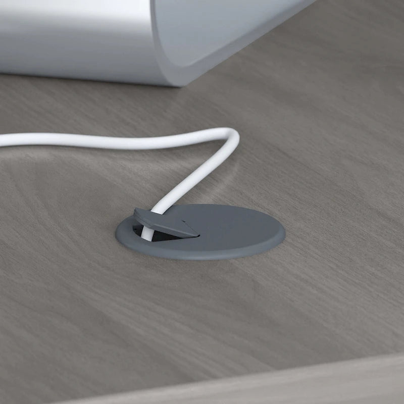 Scrivania angolare per computer Pure White con mobile portadocumenti a 3 cassetti, 72W, per 1 persona