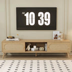 Mobile TV in rattan naturale, stile rustico, adatto a TV fino a 80 pollici