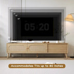 Mobile TV in rattan naturale, stile rustico, adatto a TV fino a 80 pollici
