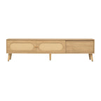 Mobile TV in rattan naturale, stile rustico, adatto a TV fino a 80 pollici