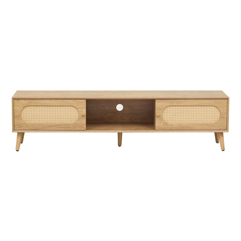 Mobile TV in rattan naturale, stile rustico, adatto a TV fino a 80 pollici