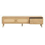Mobile TV in rattan naturale, stile rustico, adatto a TV fino a 80 pollici