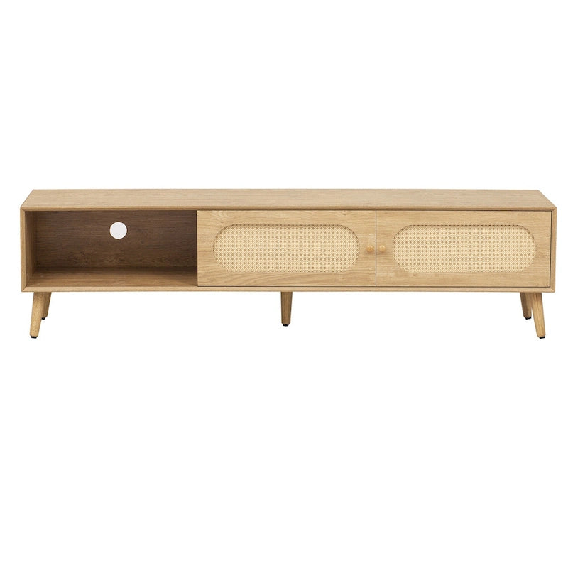 Mobile TV in rattan naturale, stile rustico, adatto a TV fino a 80 pollici
