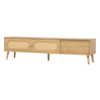 Mobile TV in rattan naturale, stile rustico, adatto a TV fino a 80 pollici