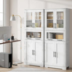 Mobile alto contenitore con ante in vetro, colore grigio/marrone/bianco, singolo