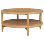 Tavolino da Caffè Rotondo, Acero Marrone, 1 Ripiano, Legno Massello, 36"