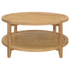 Tavolino da Caffè Rotondo, Acero Marrone, 1 Ripiano, Legno Massello, 36"