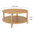 Tavolino da Caffè Rotondo, Acero Marrone, 1 Ripiano, Legno Massello, 36"