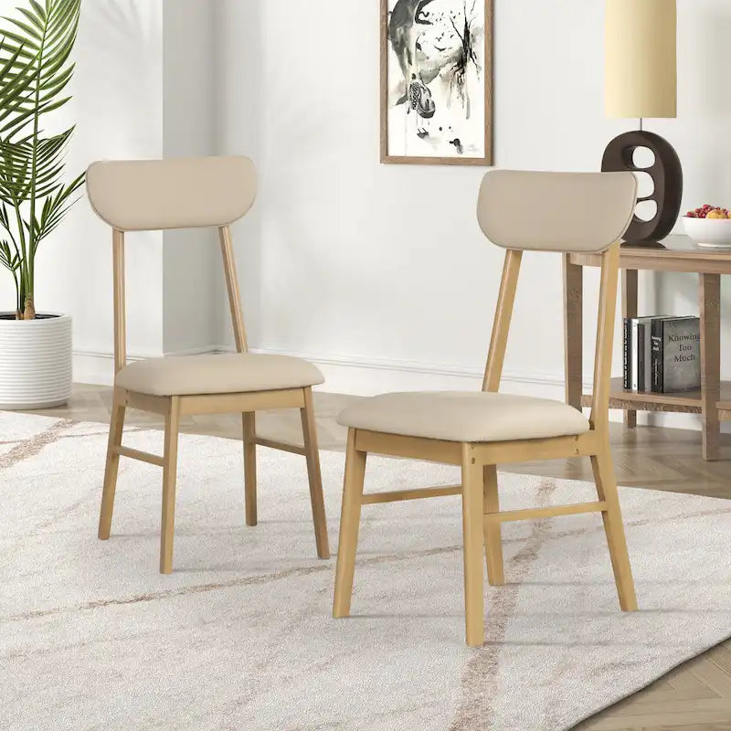 Set da pranzo da 6 pezzi, bianco crema e rovere chiaro, stile moderno, 6 posti a sedere
