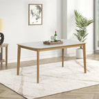 Set da pranzo da 6 pezzi, bianco crema e rovere chiaro, stile moderno, 6 posti a sedere