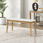 Set da pranzo da 6 pezzi, bianco crema e rovere chiaro, stile moderno, 6 posti a sedere