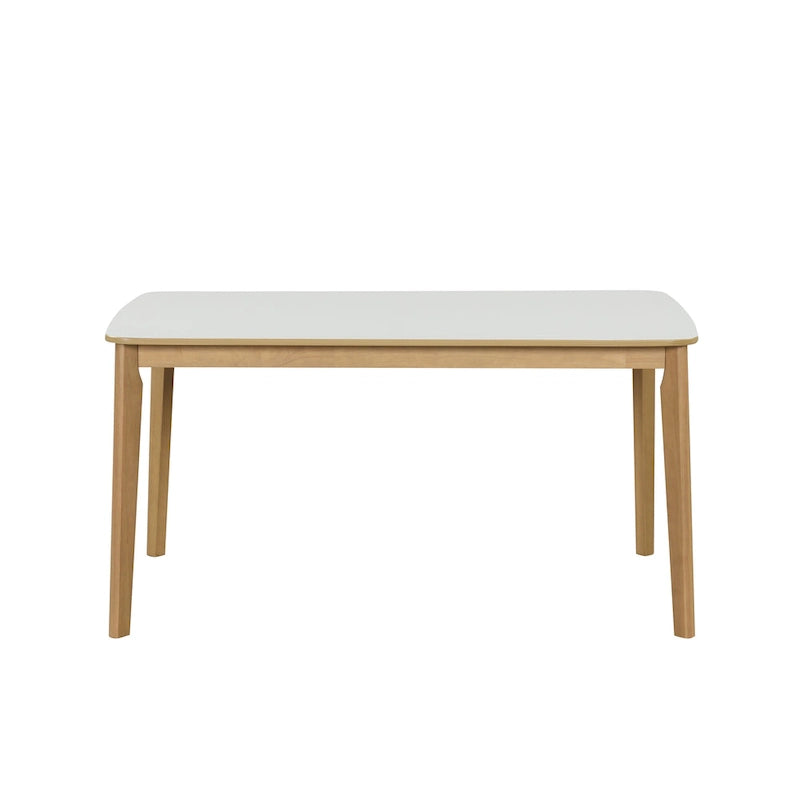 Set da pranzo da 6 pezzi, bianco crema e rovere chiaro, stile moderno, 6 posti a sedere