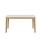 Set da pranzo da 6 pezzi, bianco crema e rovere chiaro, stile moderno, 6 posti a sedere