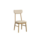 Set da pranzo da 6 pezzi, bianco crema e rovere chiaro, stile moderno, 6 posti a sedere