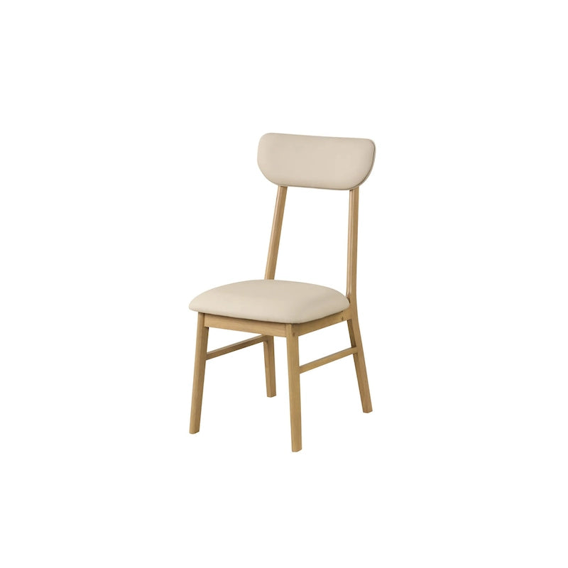 Set da pranzo da 6 pezzi, bianco crema e rovere chiaro, stile moderno, 6 posti a sedere