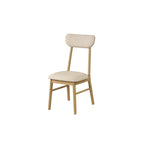 Set da pranzo da 6 pezzi, bianco crema e rovere chiaro, stile moderno, 6 posti a sedere