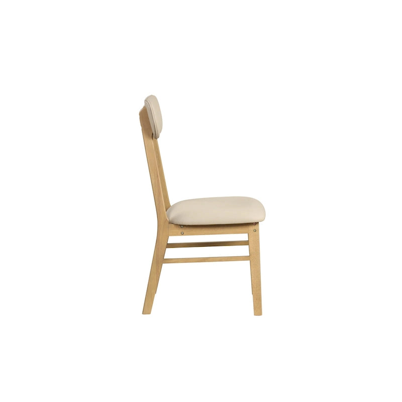 Set da pranzo da 6 pezzi, bianco crema e rovere chiaro, stile moderno, 6 posti a sedere