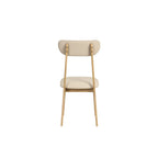 Set da pranzo da 6 pezzi, bianco crema e rovere chiaro, stile moderno, 6 posti a sedere