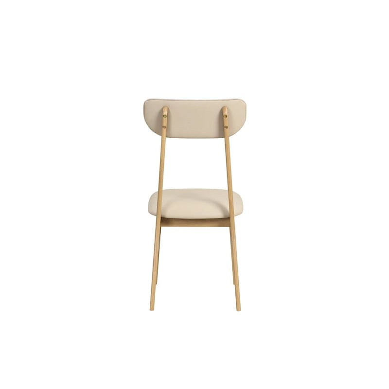 Set da pranzo da 6 pezzi, bianco crema e rovere chiaro, stile moderno, 6 posti a sedere