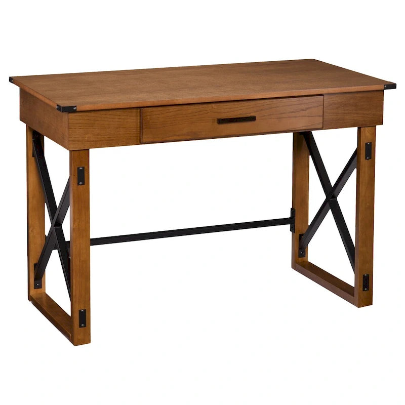 Scrivania regolabile in altezza monoposto in stile industriale marrone