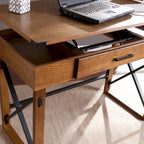 Scrivania regolabile in altezza monoposto in stile industriale marrone
