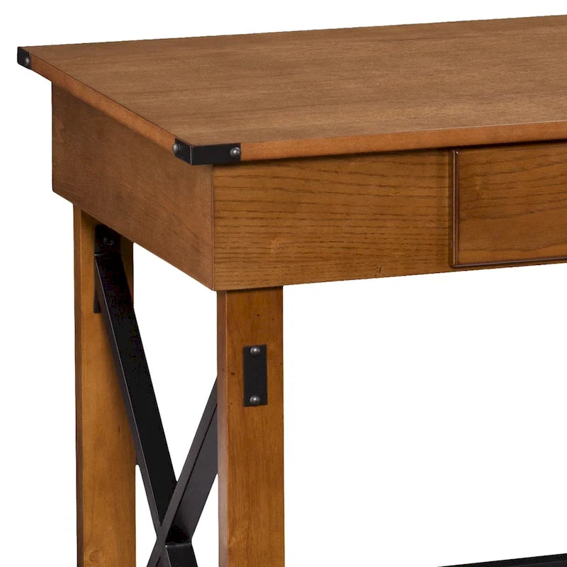 Scrivania regolabile in altezza monoposto in stile industriale marrone