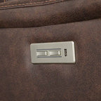 Divano a 2 posti con consolle reclinabile elettricamente in similpelle blu oceano / marrone noce