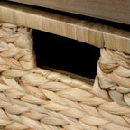 Panca contenitore per 1 persona, in stile antico, color Navy/Espresso/Bianco Sbiancato/Bianco Rustico, con 3 cassetti e 3 cesti in rattan