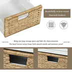 Panca contenitore per 1 persona, in stile antico, color Navy/Espresso/Bianco Sbiancato/Bianco Rustico, con 3 cassetti e 3 cesti in rattan