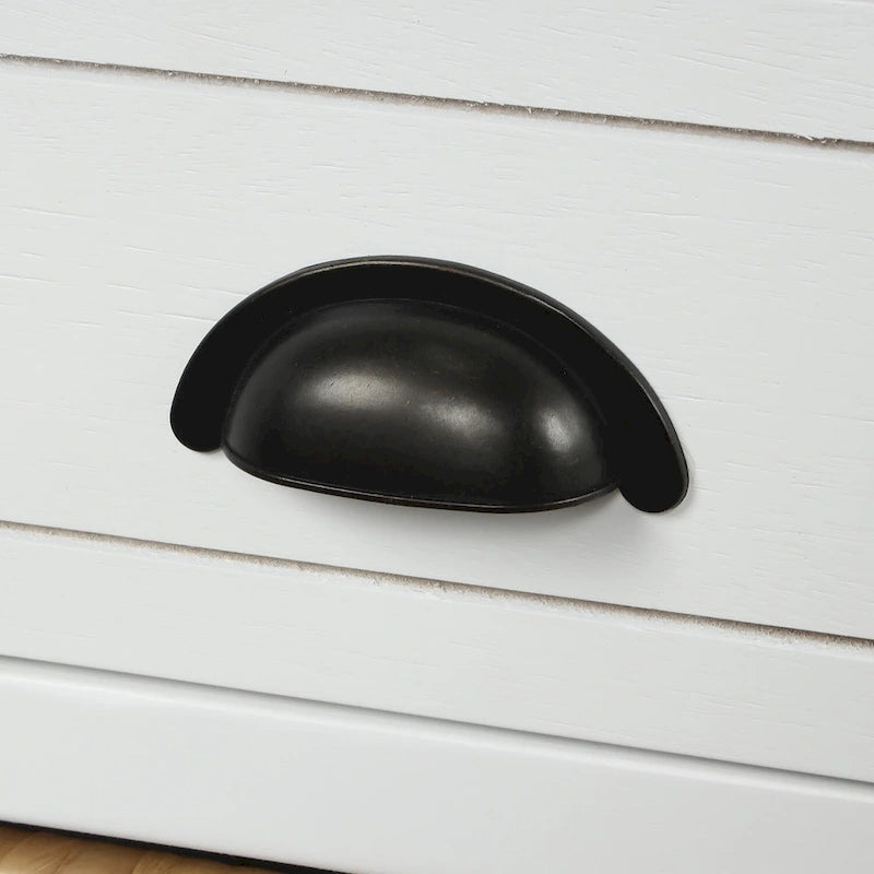 Panca contenitore per 1 persona, in stile antico, color Navy/Espresso/Bianco Sbiancato/Bianco Rustico, con 3 cassetti e 3 cesti in rattan