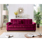 Divano letto convertibile in velluto con contenitore, 2 posti – Blu / Rosso / Verde / Crema / Grigio / Marrone / Grigio chiaro