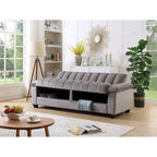 Divano letto convertibile in velluto con contenitore, 2 posti – Blu / Rosso / Verde / Crema / Grigio / Marrone / Grigio chiaro
