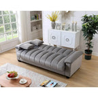 Divano letto convertibile in velluto con contenitore, 2 posti – Blu / Rosso / Verde / Crema / Grigio / Marrone / Grigio chiaro