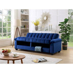 Divano letto convertibile in velluto con contenitore, 2 posti – Blu / Rosso / Verde / Crema / Grigio / Marrone / Grigio chiaro