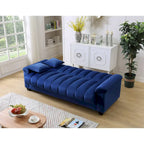 Divano letto convertibile in velluto con contenitore, 2 posti – Blu / Rosso / Verde / Crema / Grigio / Marrone / Grigio chiaro