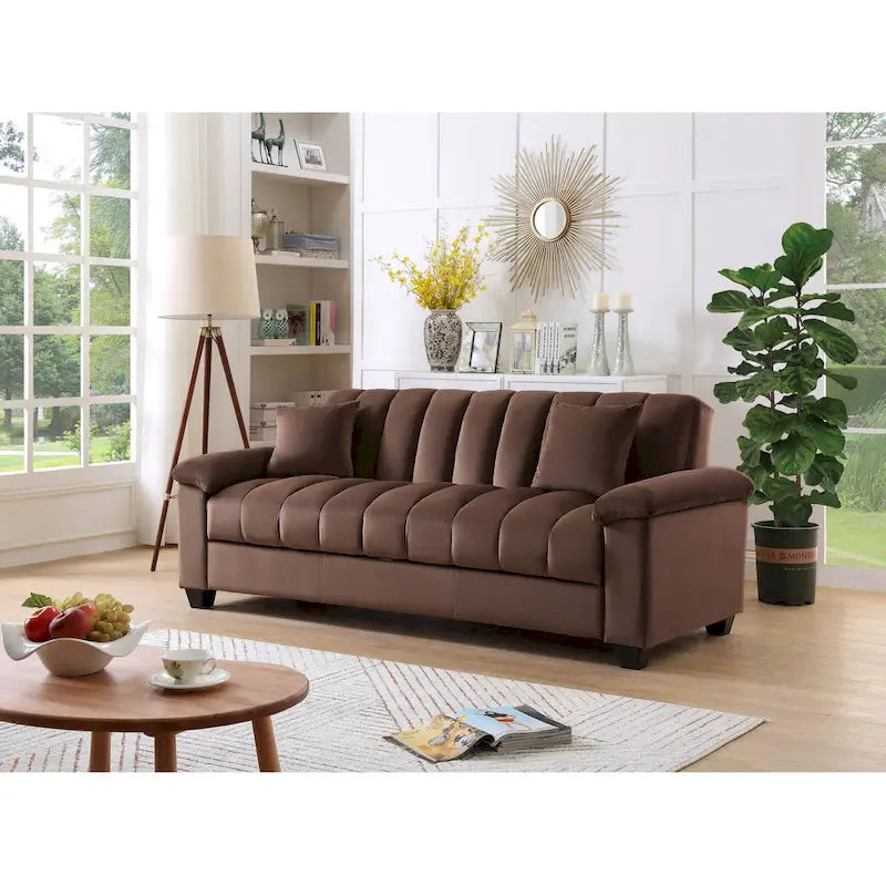 Divano letto convertibile in velluto con contenitore, 2 posti – Blu / Rosso / Verde / Crema / Grigio / Marrone / Grigio chiaro