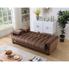 Divano letto convertibile in velluto con contenitore, 2 posti – Blu / Rosso / Verde / Crema / Grigio / Marrone / Grigio chiaro