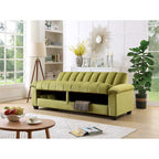 Divano letto convertibile in velluto con contenitore, 2 posti – Blu / Rosso / Verde / Crema / Grigio / Marrone / Grigio chiaro